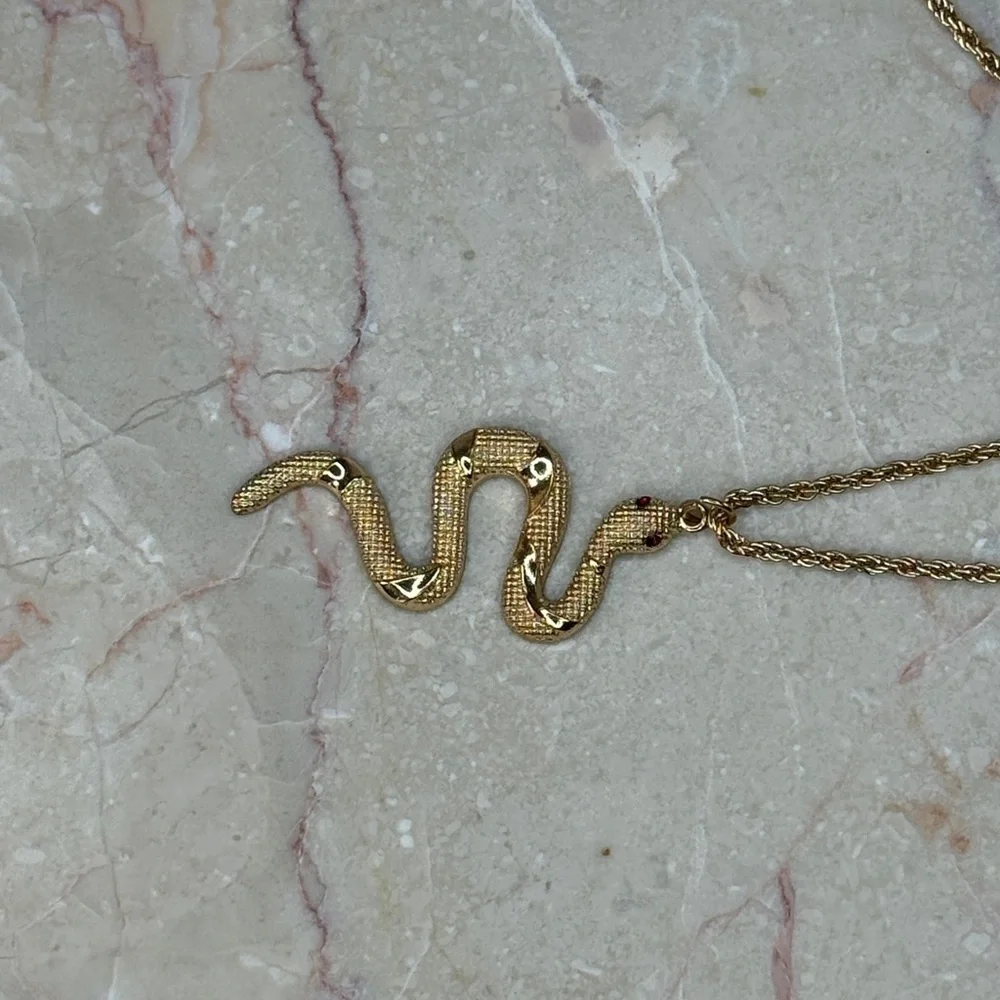 Gold Snake Pendant Necklace